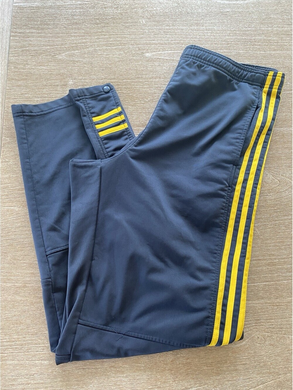 Vtg Adidas Track Pants Men’s Size L Gray & Yellow Tear Away Wide Leg Baggy Y2K